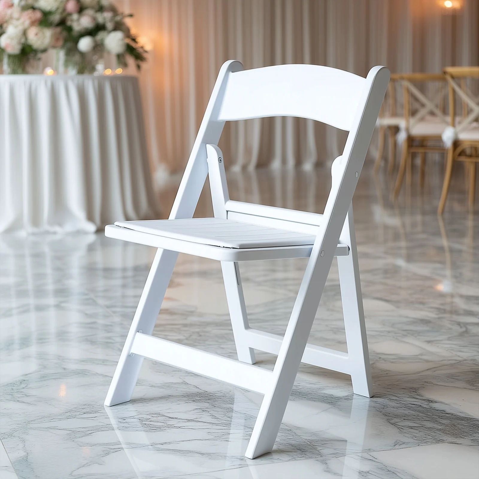 8-Pack Resin Chairs with Vinyl Padded Seat for Folding Use White – Stylish Design for Indoor or Outdoor Weddings & Gatherings - Image 2