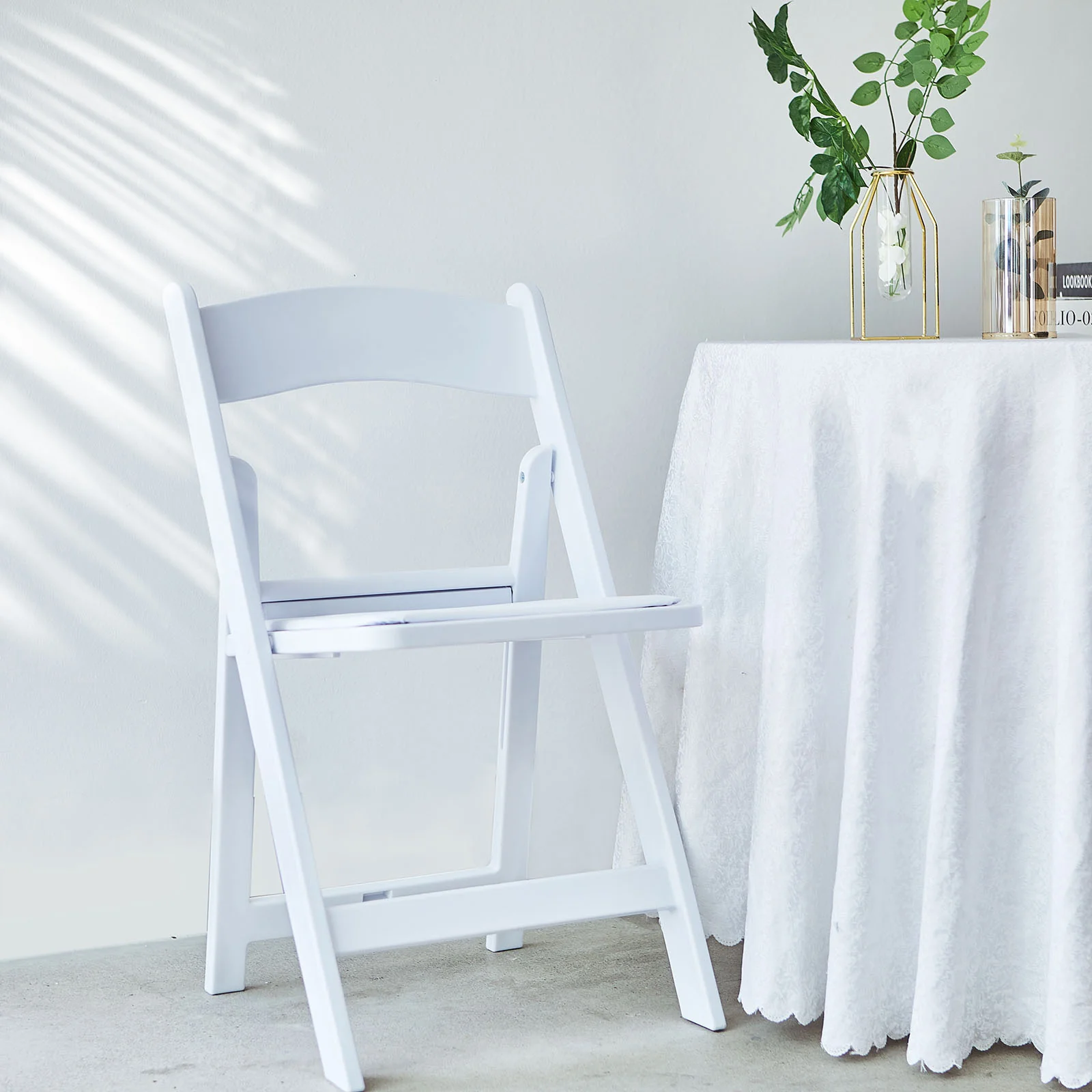 8-Pack Resin Chairs with Vinyl Padded Seat for Folding Use White – Stylish Design for Indoor or Outdoor Weddings & Gatherings - Image 8