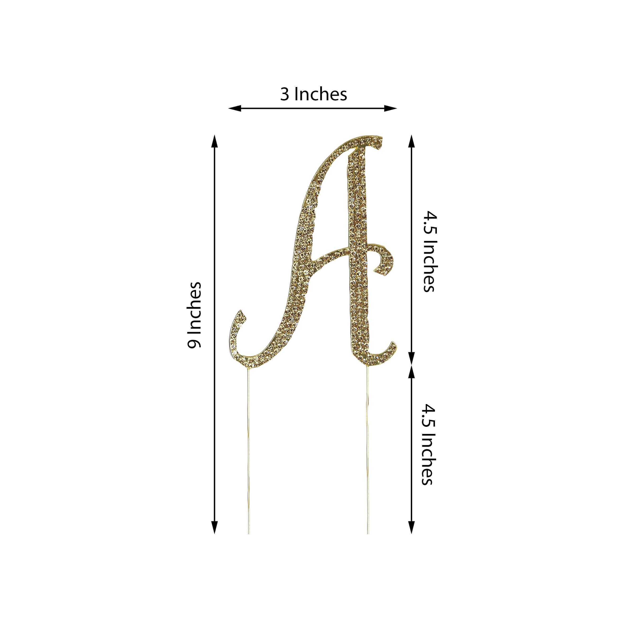 Rhinestone Cake Toppers Gold Monogram Letter and Number Design - Stylish Event Cake Decorations 4.5" - Image 2