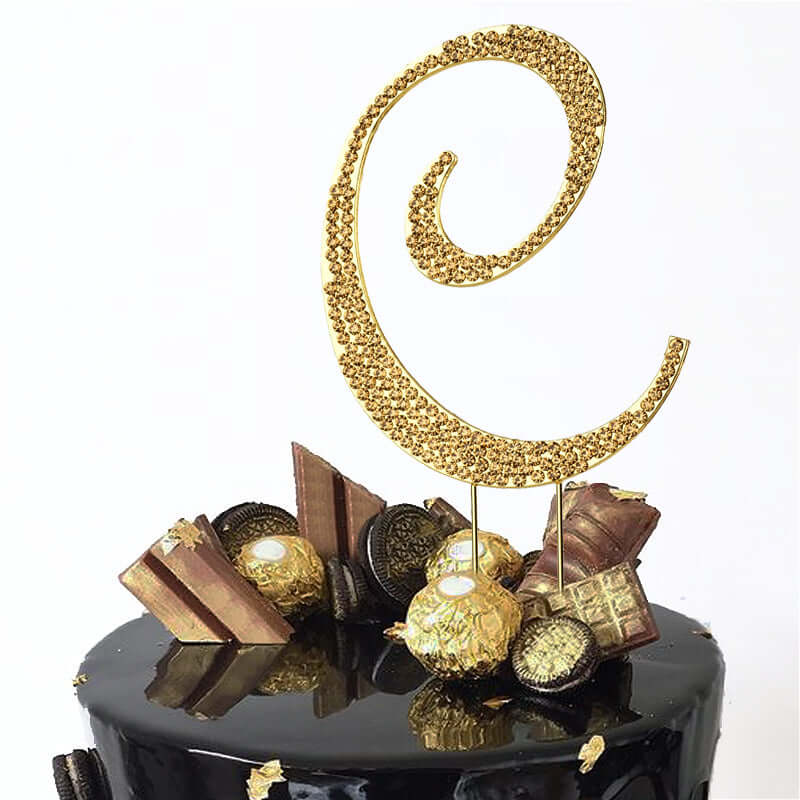 Rhinestone Cake Toppers Gold Monogram Letter and Number Design - Stylish Event Cake Decorations 4.5" - Image 29