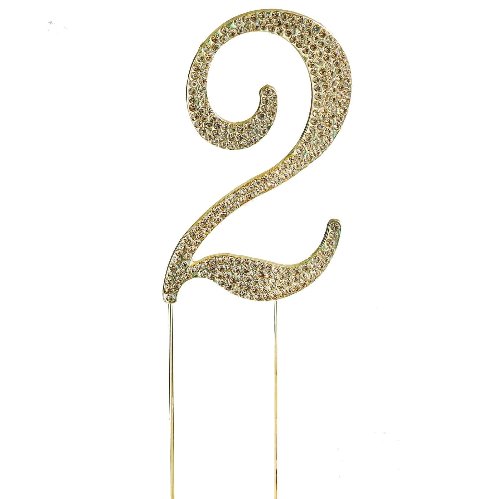 Rhinestone Cake Toppers Gold Monogram Letter and Number Design - Stylish Event Cake Decorations 4.5" - Image 32