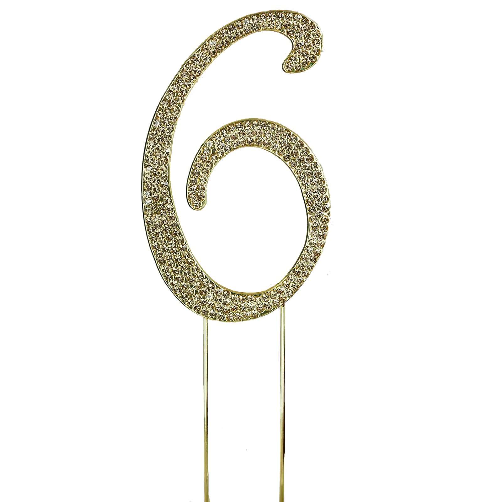 Rhinestone Cake Toppers Gold Monogram Letter and Number Design - Stylish Event Cake Decorations 4.5" - Image 36