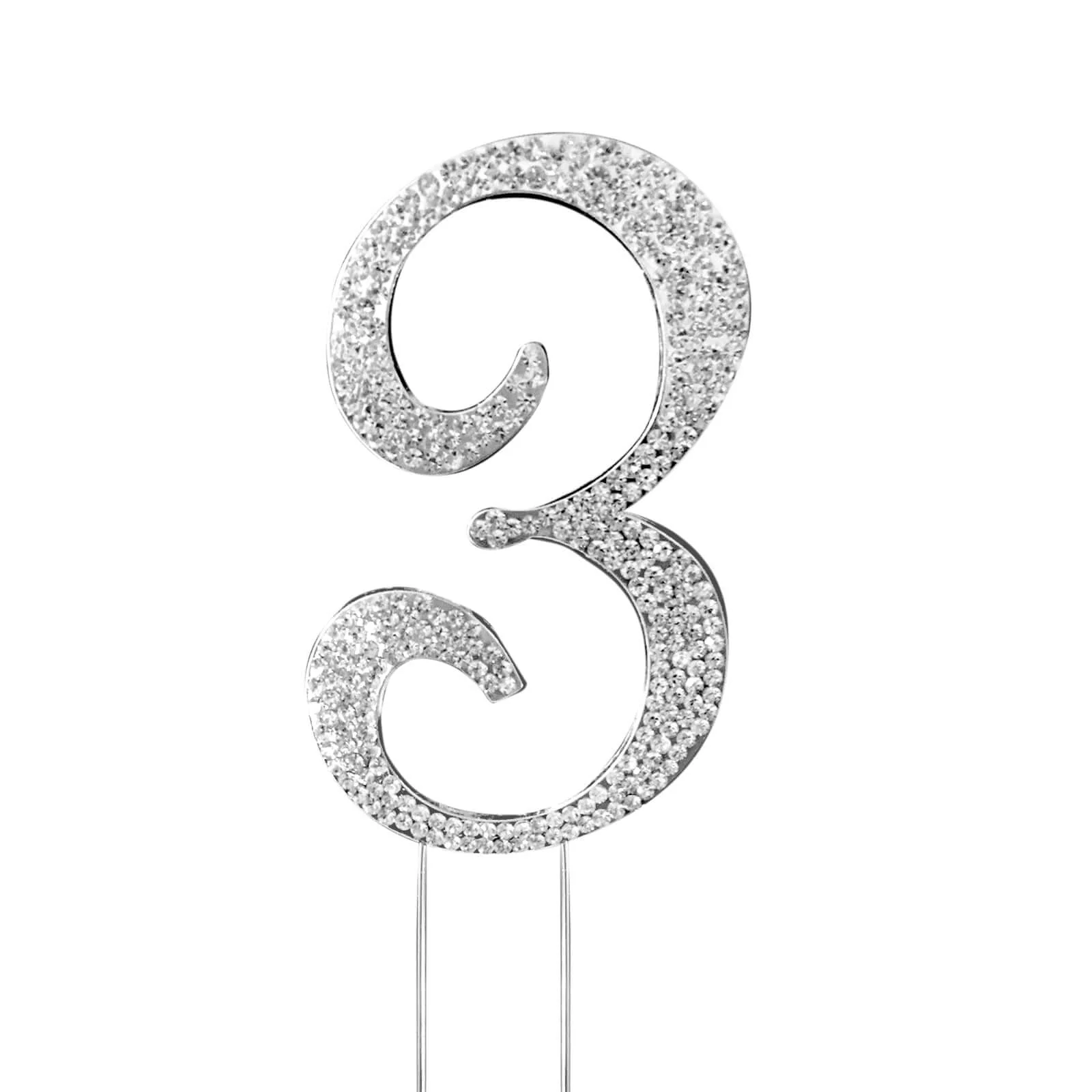 Rhinestone Cake Toppers Silver Monogram Letter and Number Design - Stylish Cake Decorations 4.5" - Image 11