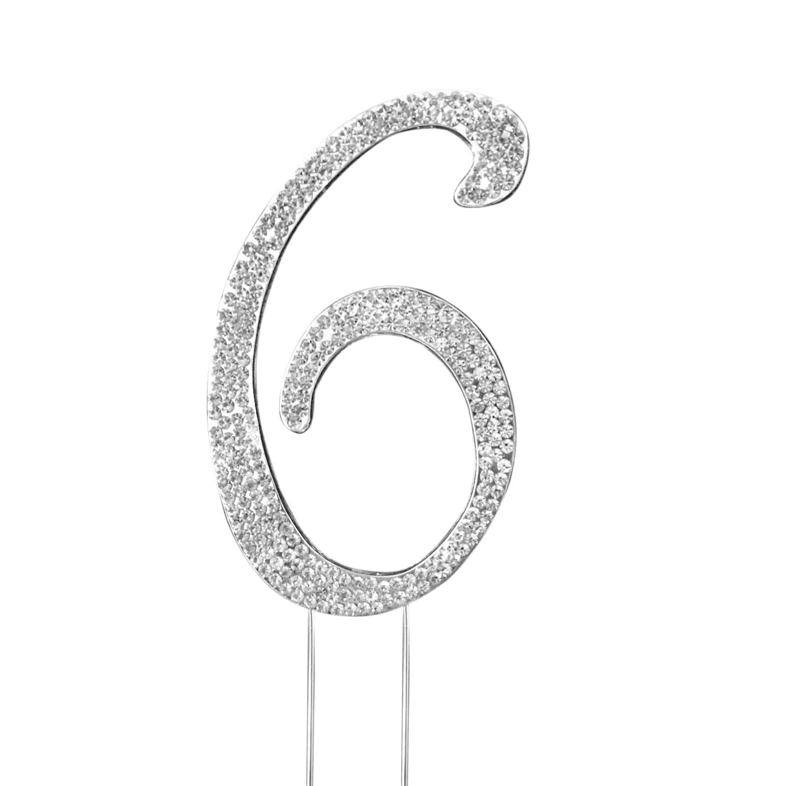Rhinestone Cake Toppers Silver Monogram Letter and Number Design - Stylish Cake Decorations 4.5" - Image 14