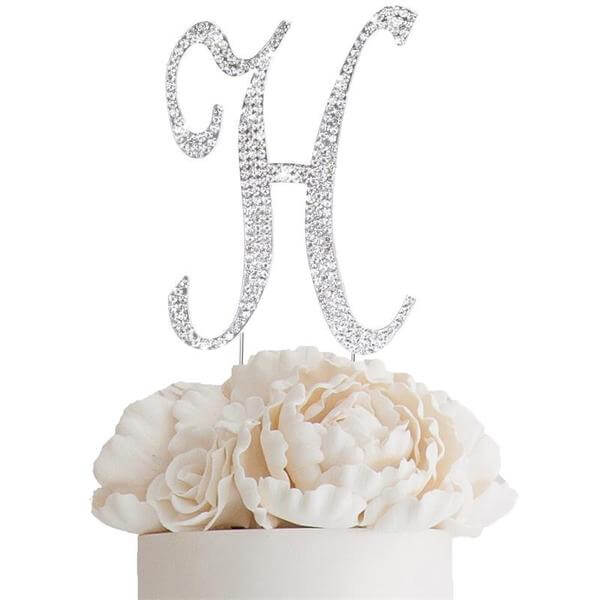 Rhinestone Cake Toppers Silver Monogram Letter and Number Design - Stylish Cake Decorations 4.5" - Image 17