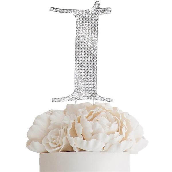 Rhinestone Cake Toppers Silver Monogram Letter and Number Design - Stylish Cake Decorations 4.5" - Image 18