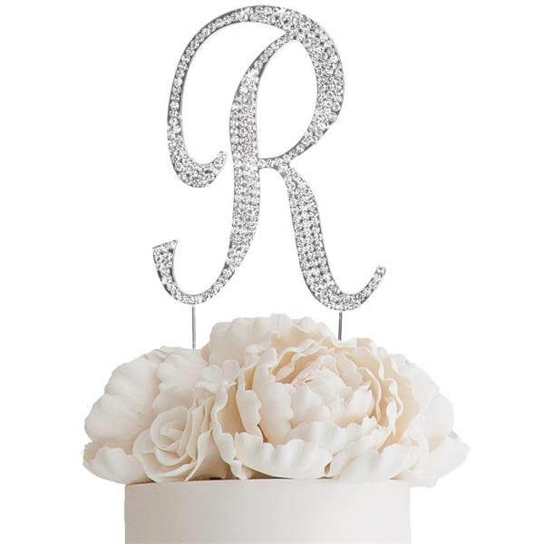Rhinestone Cake Toppers Silver Monogram Letter and Number Design - Stylish Cake Decorations 4.5" - Image 27