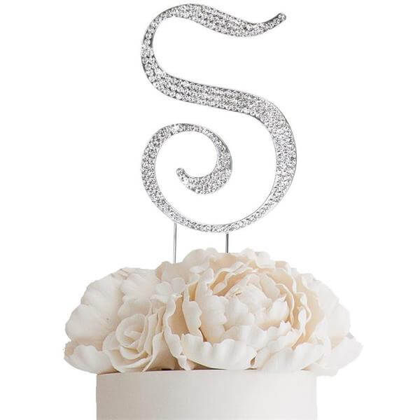 Rhinestone Cake Toppers Silver Monogram Letter and Number Design - Stylish Cake Decorations 4.5" - Image 28