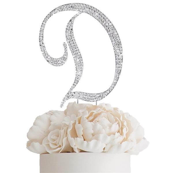 Rhinestone Cake Toppers Silver Monogram Letter and Number Design - Stylish Cake Decorations 4.5" - Image 5