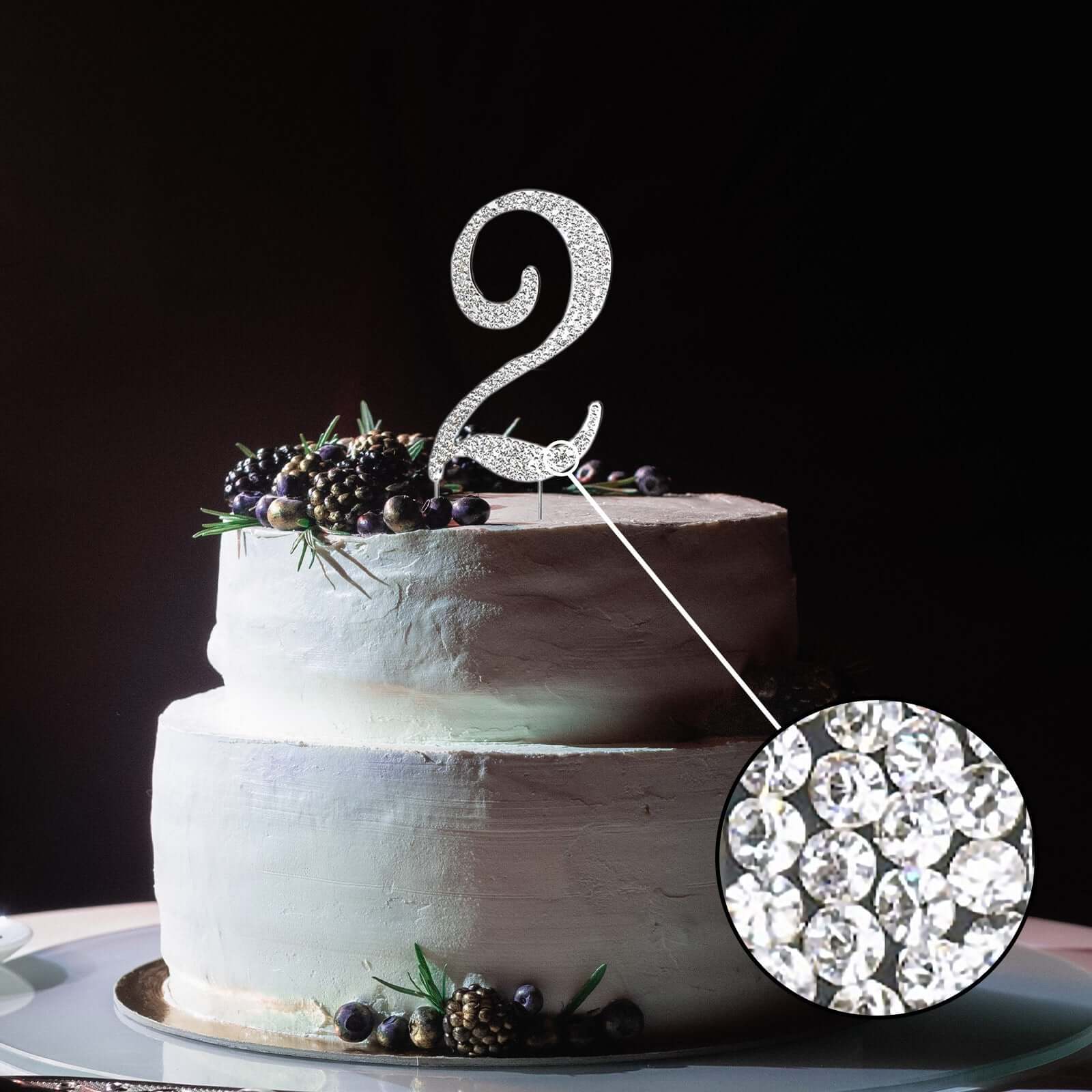 Rhinestone Cake Toppers Silver Numbers 0 - 9 Monogram Design - Initial Wedding Cake Decorations 4.5" - Image 10