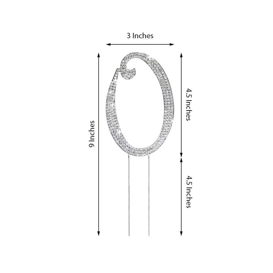 Rhinestone Cake Toppers Silver Numbers 0 - 9 Monogram Design - Initial Wedding Cake Decorations 4.5" - Image 3