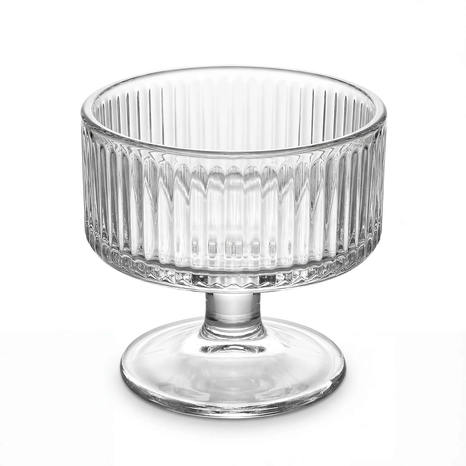6 Pack 3" Clear Ribbed Glass Candle Holders – Vintage Coupe Pedestal Candle Cups for Floating & LED Candles, Table Centerpieces - Image 2