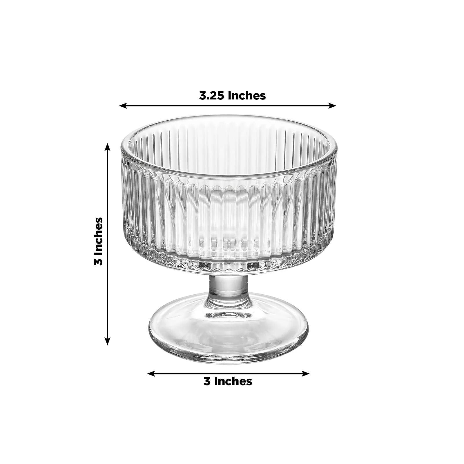 6 Pack 3" Clear Ribbed Glass Candle Holders – Vintage Coupe Pedestal Candle Cups for Floating & LED Candles, Table Centerpieces - Image 3