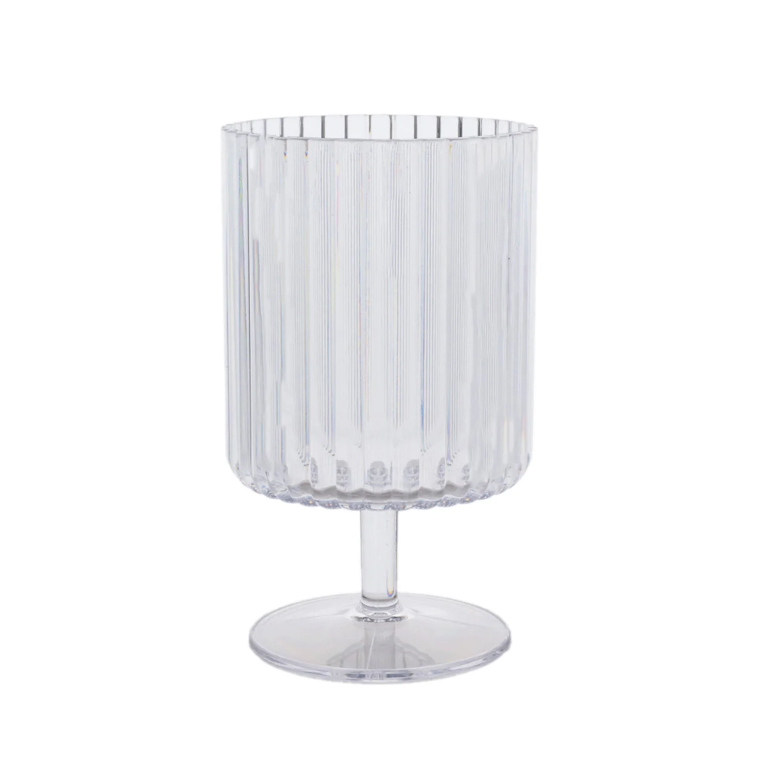 12-Pack Plastic Goblets Clear Vintage Ribbed Pattern Short Stem - Reusable Wine Glasses 12oz - Image 2