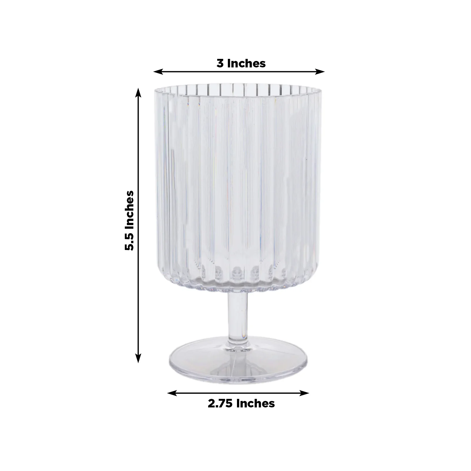 12-Pack Plastic Goblets Clear Vintage Ribbed Pattern Short Stem - Reusable Wine Glasses 12oz - Image 3