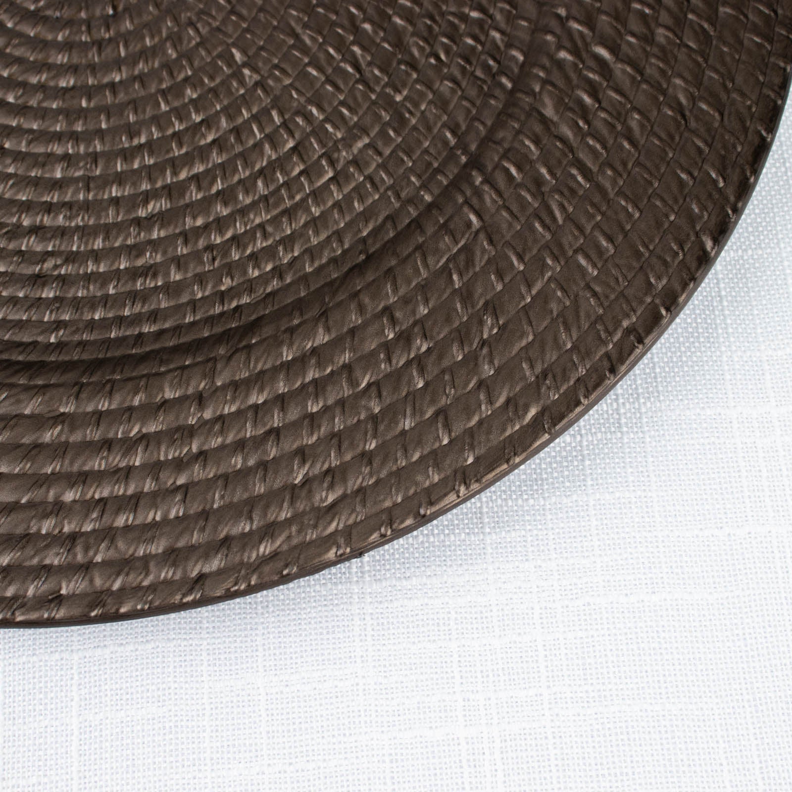 12-Pack Acrylic Round Charger Plates 13" in Natural Brown with Rattan-Like Design, Farmhouse Disposable Plastic Charger Tableware - Image 8
