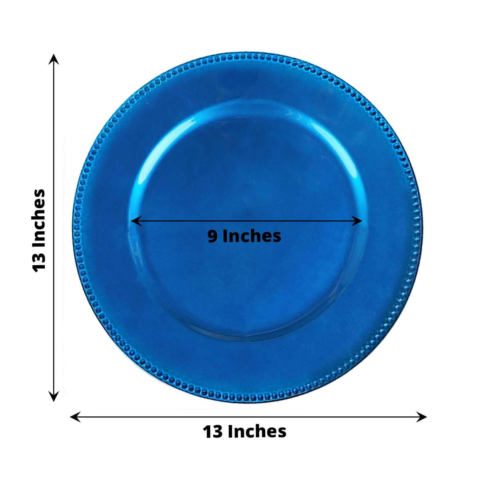 6-Pack Acrylic Round Charger Plates 13" in Royal Blue with Beaded Rim, Dinner Charger Event Tabletop Decor - Image 3