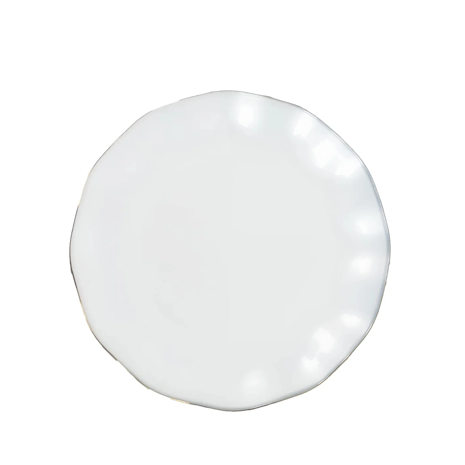 10-Pack Plastic Round 6" Dessert Plates in Pearl White Ruffled Rim with Gold Edging - Sturdy Disposable Salad Appetizer Dinnerware - Image 2