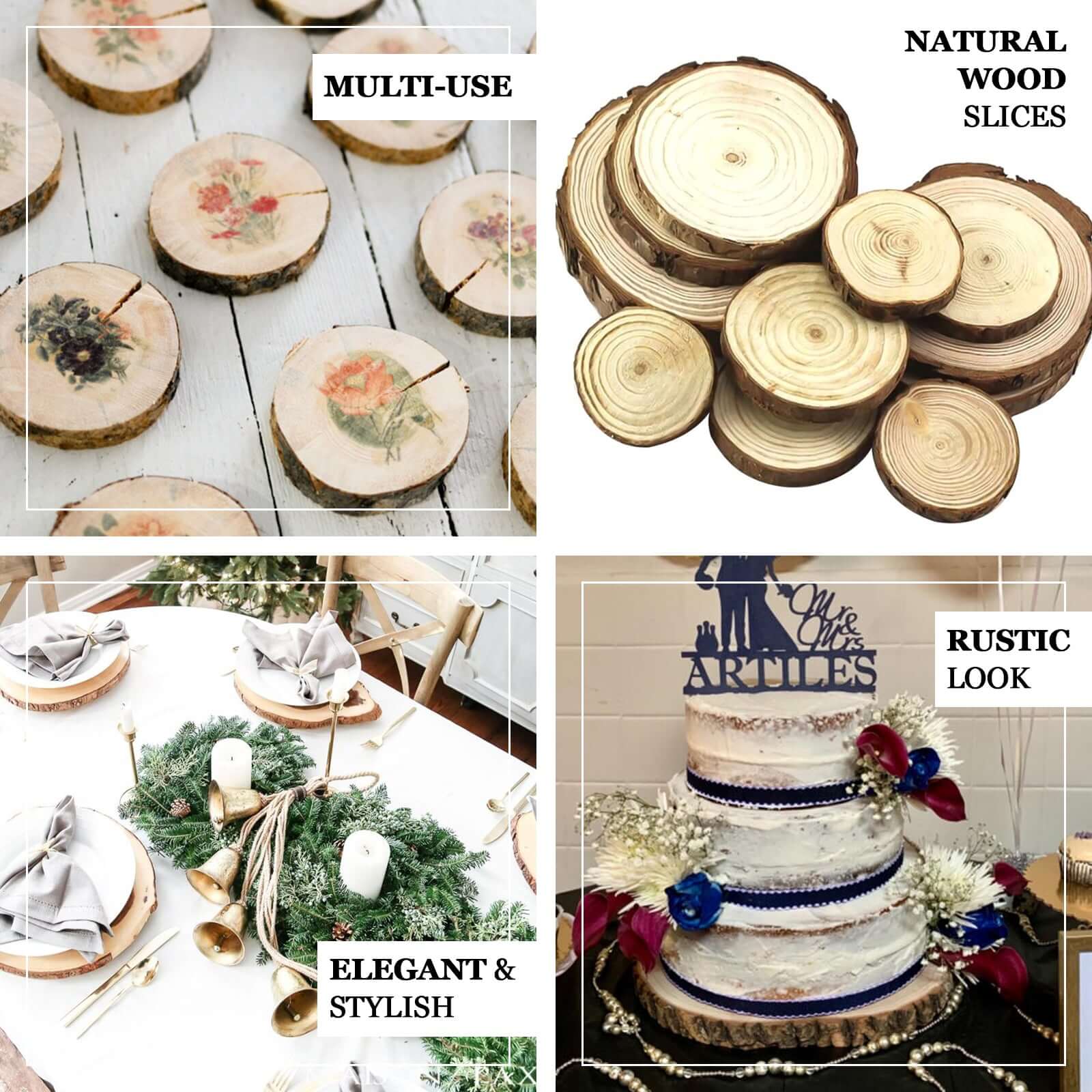 Rustic Poplar Wood Slices Round - Perfect Table Centerpieces for Weddings 12" Dia - Image 4