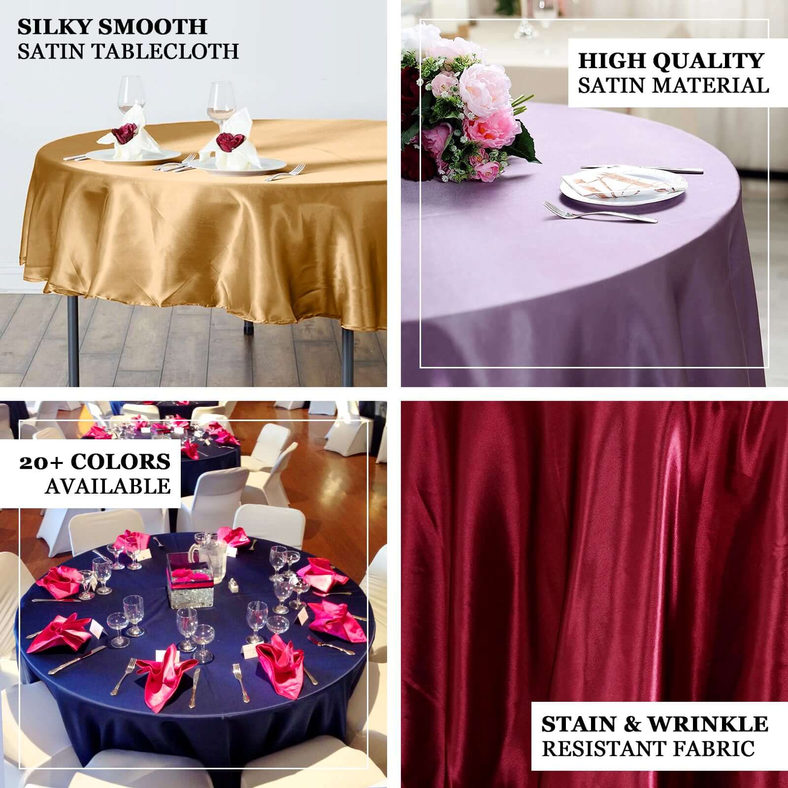 Satin 90" Round Tablecloth Hunter Emerald Green - Smooth and Lustrous Table Cover - Image 4
