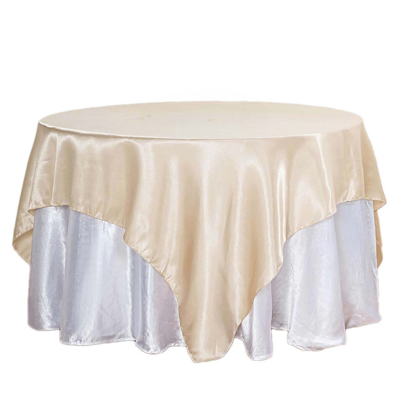 Satin 90"x90" Table Overlay Square Tablecloth Beige - Smooth Finish Table Topper - Image 5