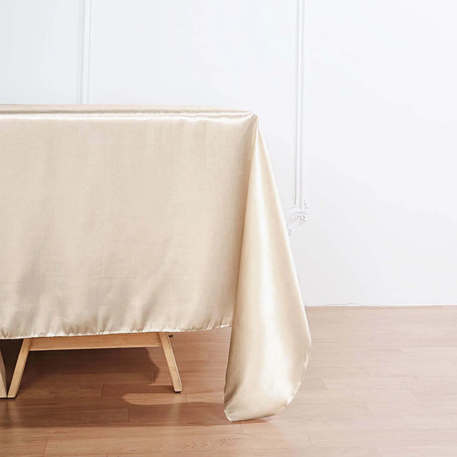 Satin 90"x90" Table Overlay Square Tablecloth Beige - Smooth Finish Table Topper - Image 6