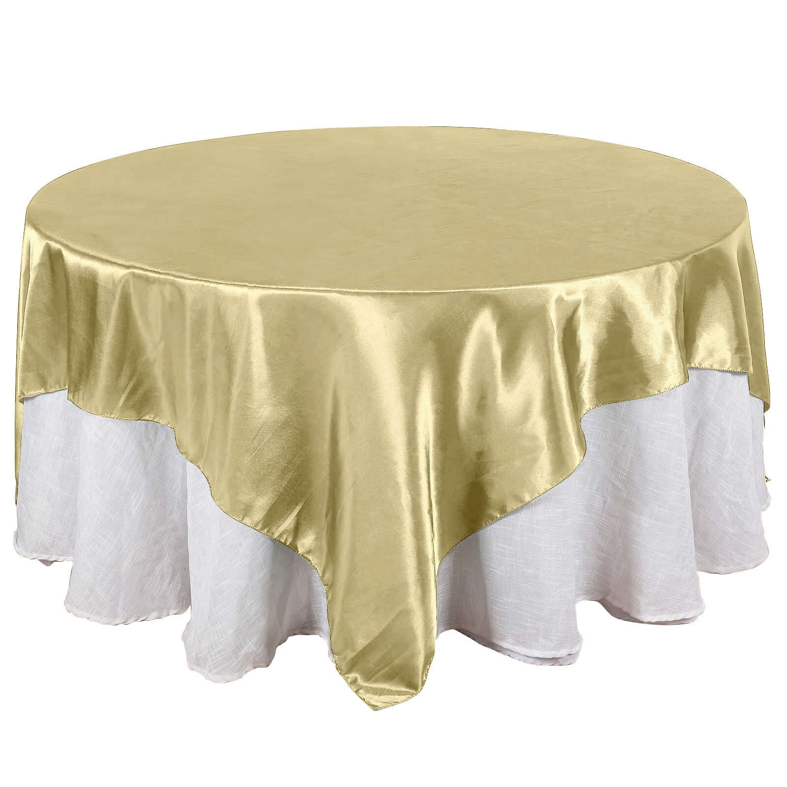 Satin 90"x90" Table Overlay Square Tablecloth Champagne - Smooth Finish Table Topper - Image 7