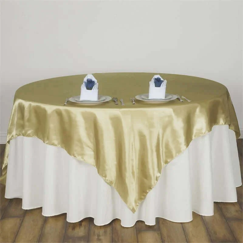 Satin 90"x90" Table Overlay Square Tablecloth Champagne - Smooth Finish Table Topper - Image 9