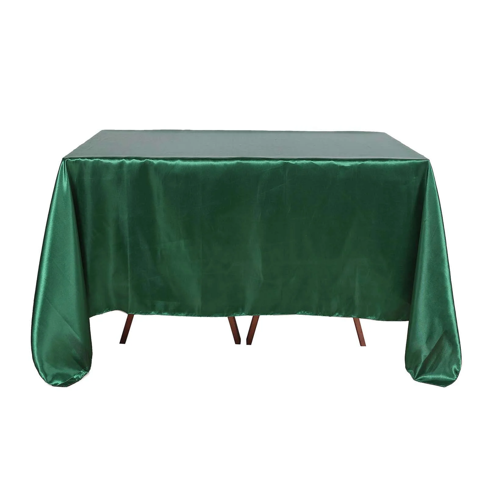 Satin 90"x90" Table Overlay Square Tablecloth Hunter Emerald Green - Smooth Finish Table Topper - Image 6