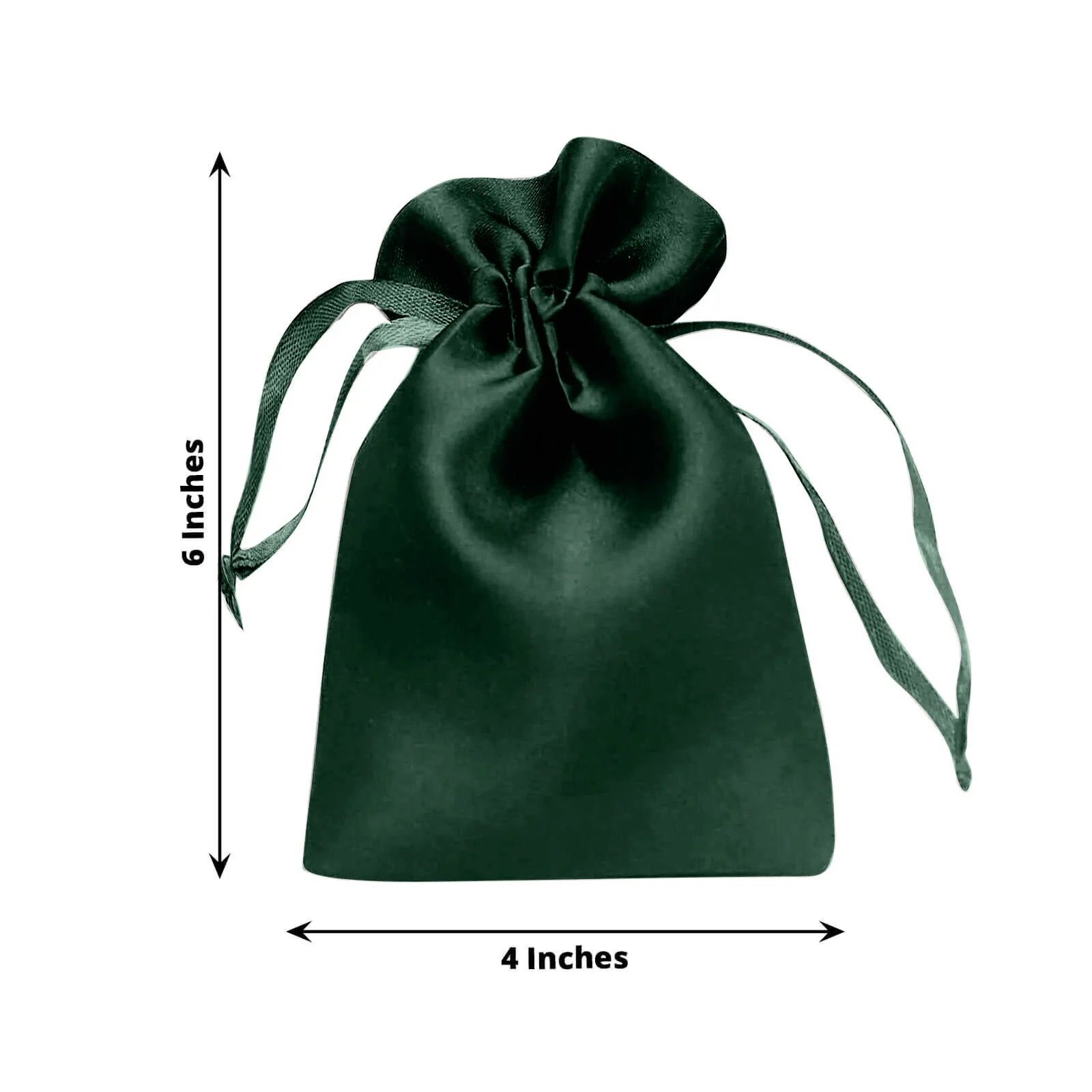 60 Pack 4"x6" Hunter Emerald Green Satin Wedding Party Favor Bags, Drawstring Pouch Gift Bags - Image 3