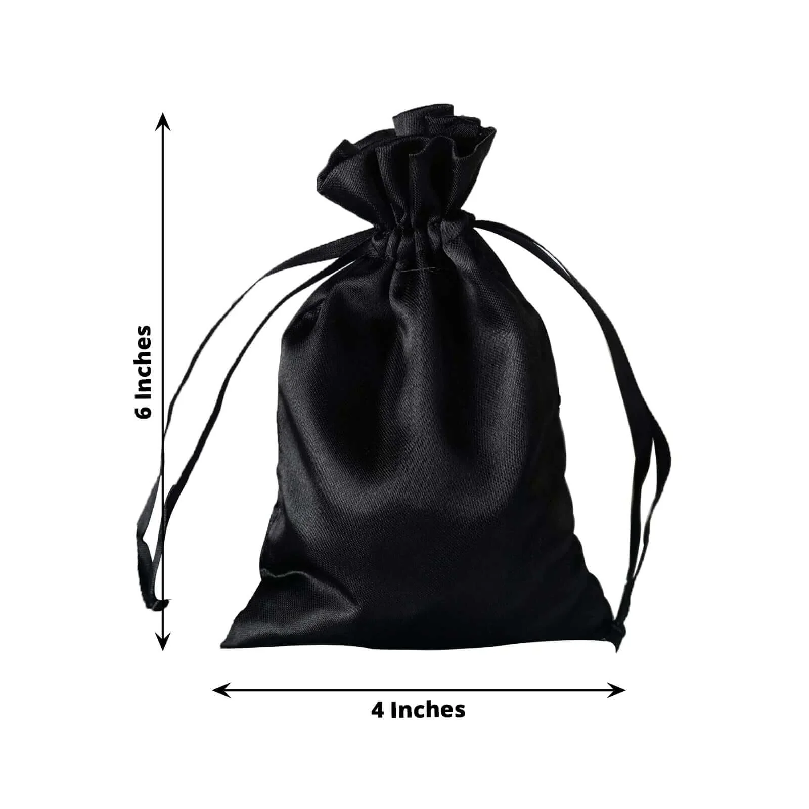60 Pack 4"x6" Black Satin Wedding Party Favor Bags, Drawstring Pouch Gift Bags - Image 3