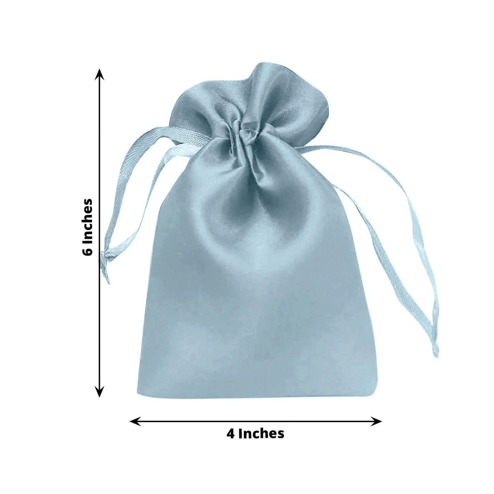 60 Pack 4"x6" Dusty Blue Satin Wedding Party Favor Bags, Drawstring Pouch Gift Bags - Image 3