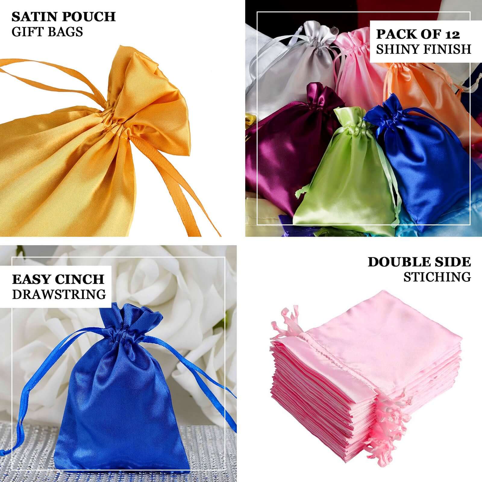60 Pack 4"x6" Dusty Blue Satin Wedding Party Favor Bags, Drawstring Pouch Gift Bags - Image 4