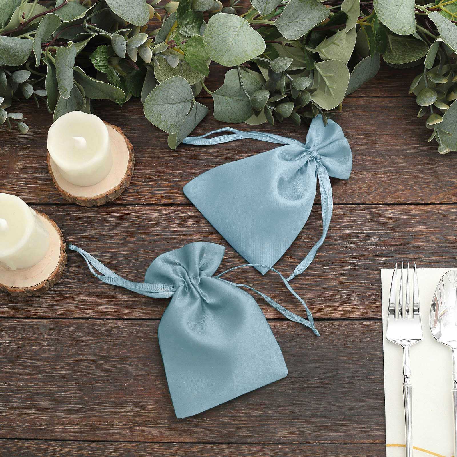 60 Pack 4"x6" Dusty Blue Satin Wedding Party Favor Bags, Drawstring Pouch Gift Bags - Image 8
