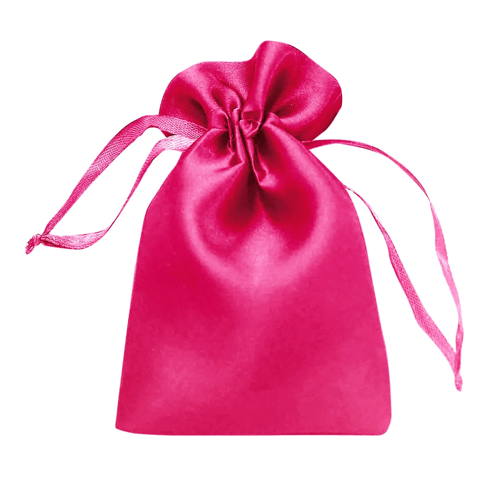 60 Pack 4"x6" Fuchsia Satin Wedding Party Favor Bags, Drawstring Pouch Gift Bags - Image 2