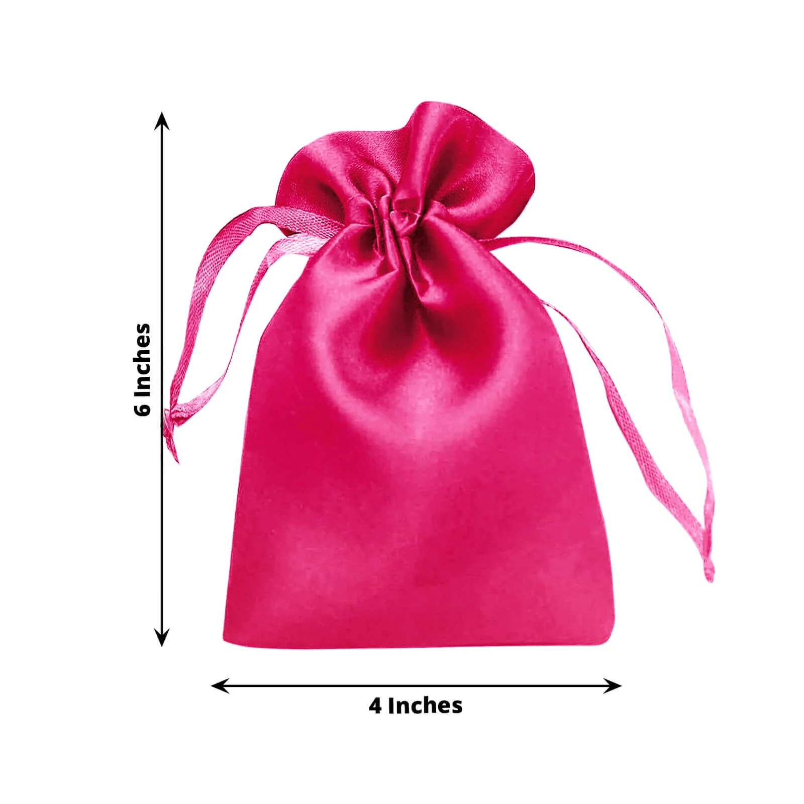 60 Pack 4"x6" Fuchsia Satin Wedding Party Favor Bags, Drawstring Pouch Gift Bags - Image 3