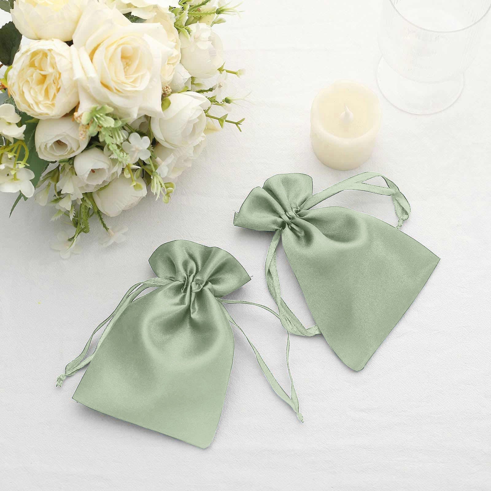 60 Pack 4"x6" Sage Green Satin Wedding Party Favor Bags, Drawstring Pouch Gift Bags - Image 7