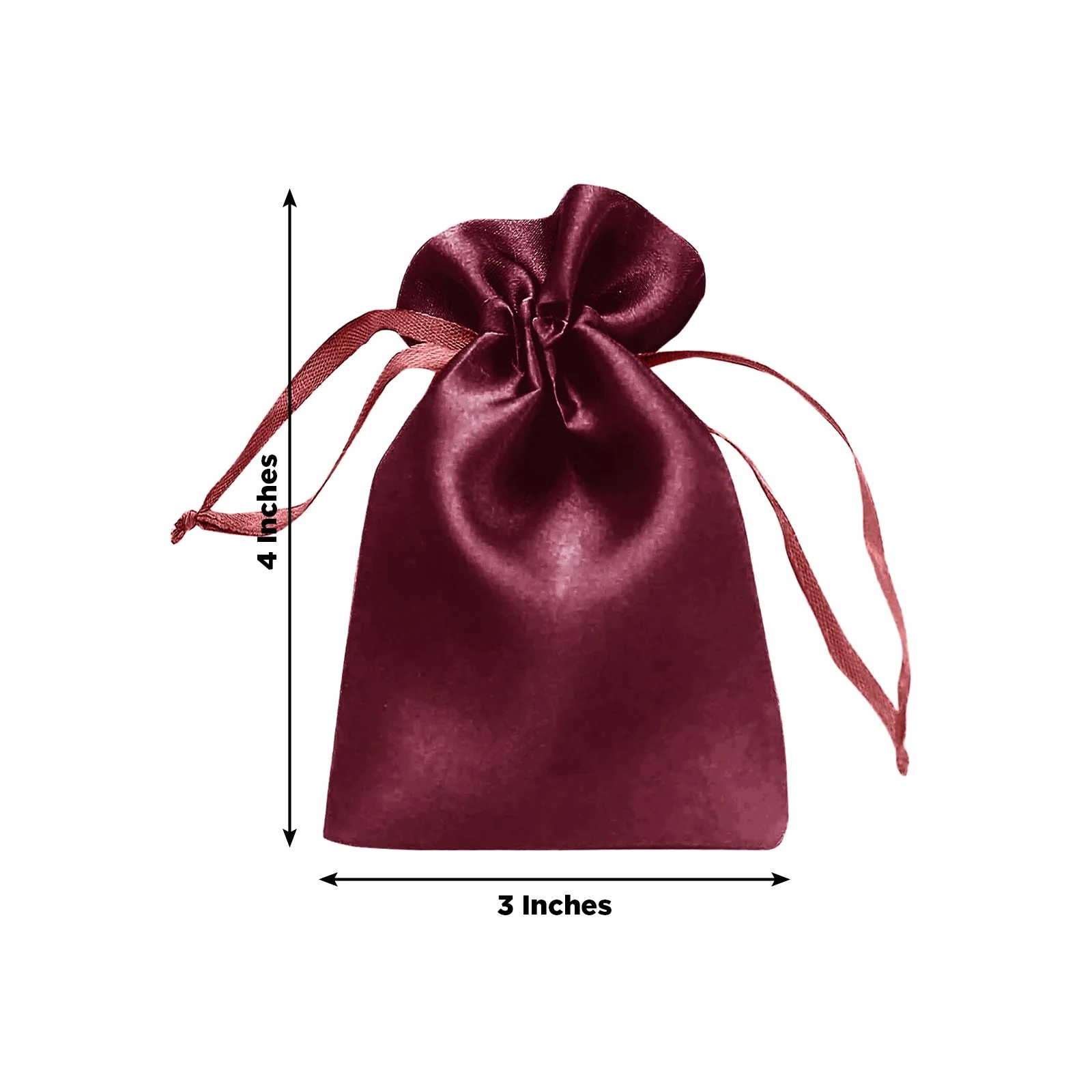 60 Pack Satin Drawstring Favor Gift Bags, Burgundy 3"x4" Jewelry & Candy Bags for Weddings & Parties - Image 3