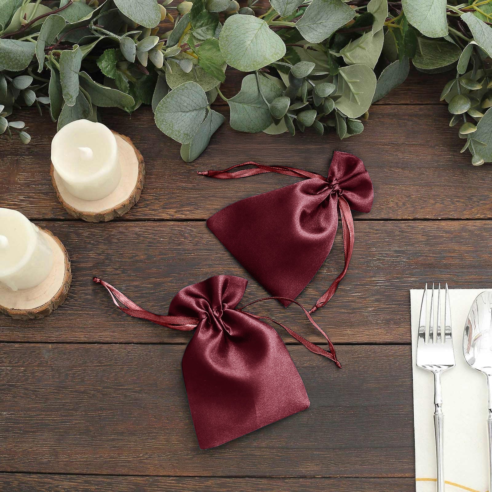 60 Pack Satin Drawstring Favor Gift Bags, Burgundy 3"x4" Jewelry & Candy Bags for Weddings & Parties - Image 7
