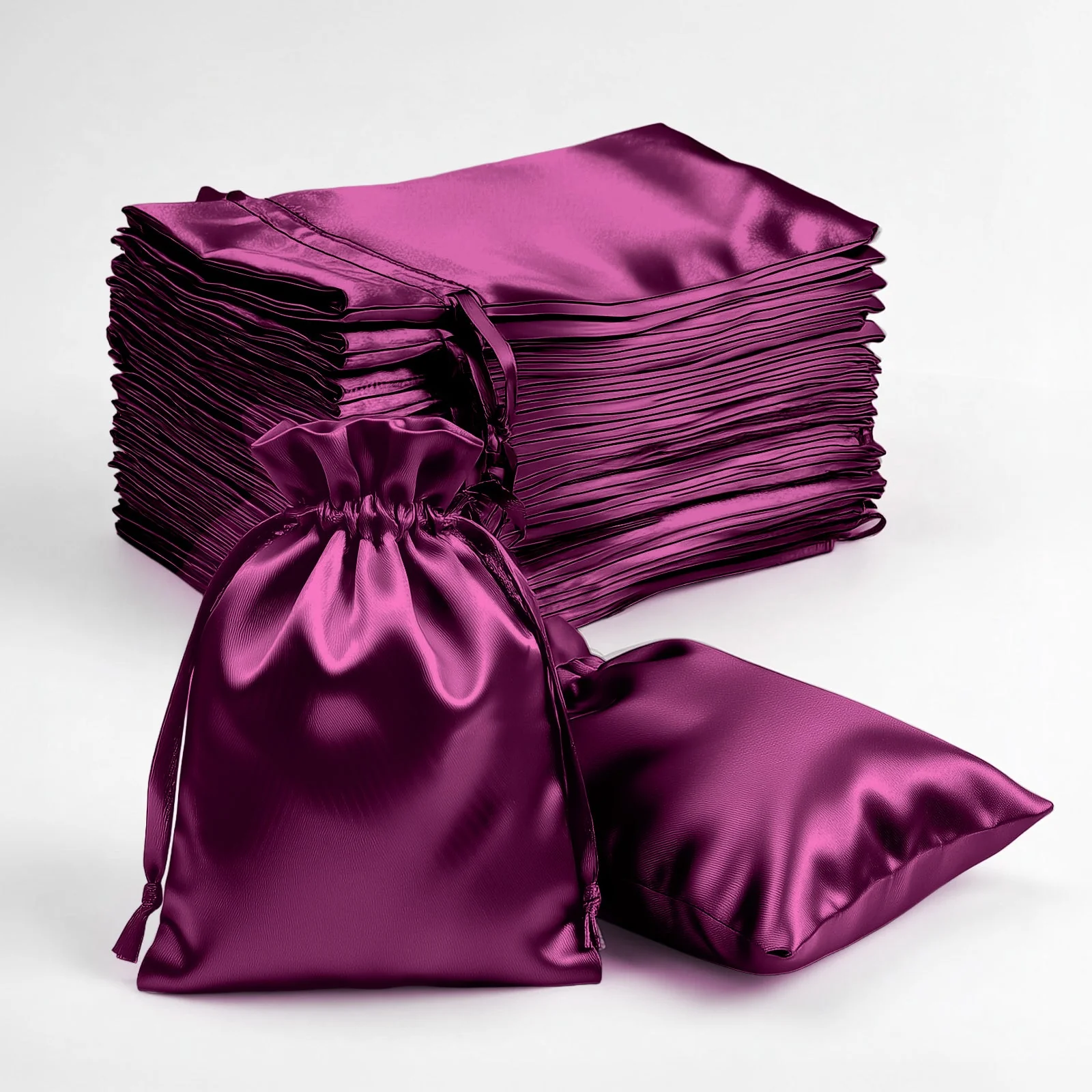 60 Pack Satin Drawstring Favor Gift Bags, Eggplant 3"x4" Jewelry & Candy Bags for Weddings & Parties - Image 8