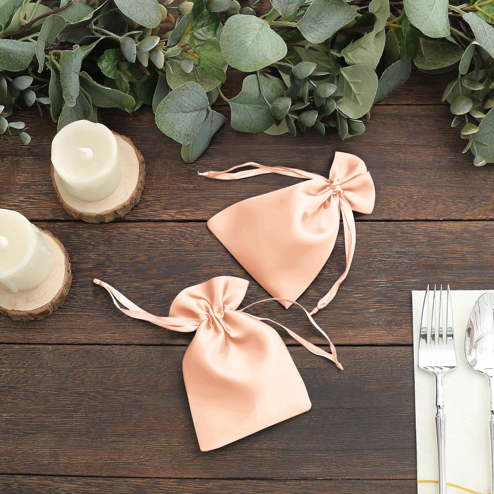 60 Pack Satin Drawstring Favor Gift Bags, Peach 3"x4" Jewelry & Candy Bags for Weddings & Parties - Image 8