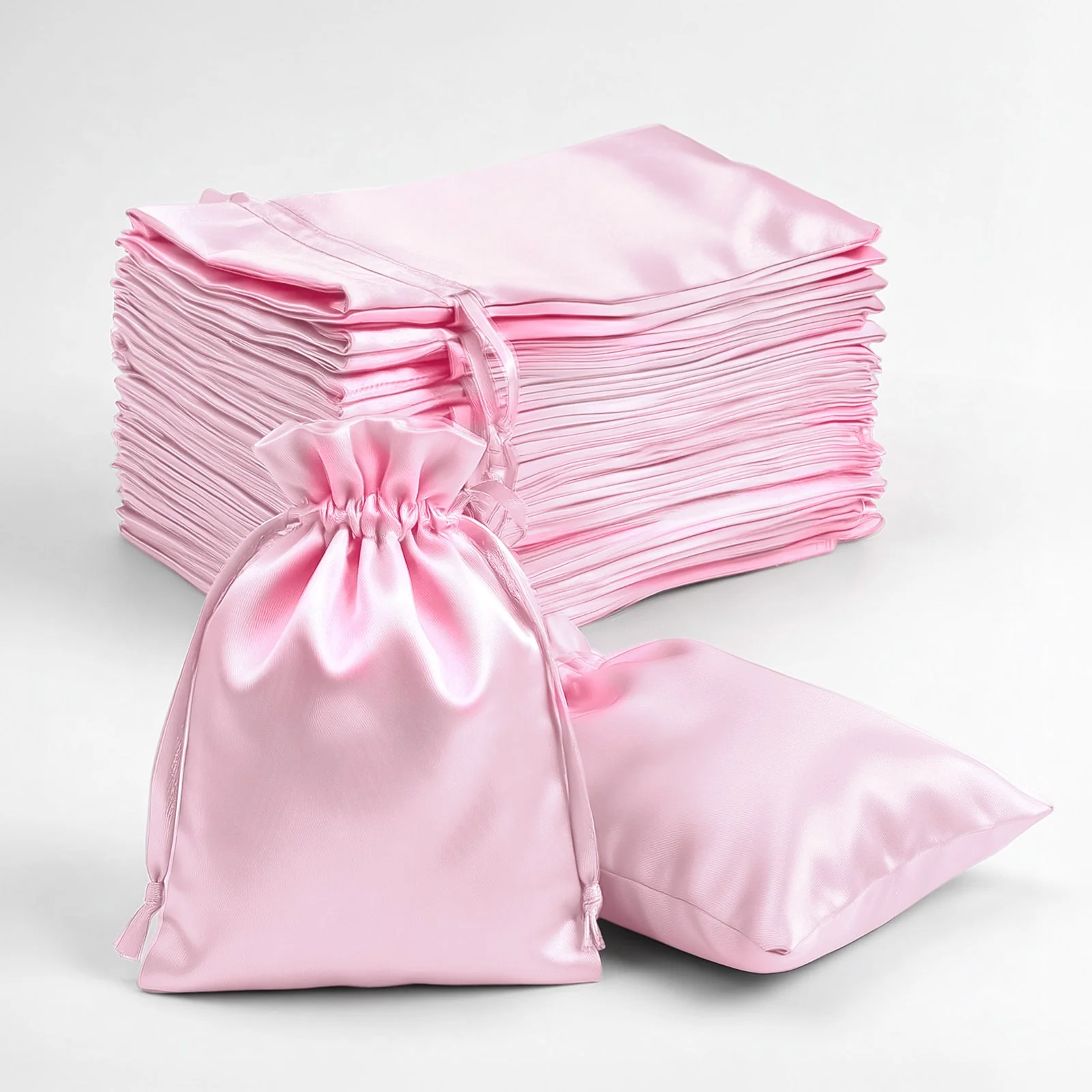 60 Pack Satin Drawstring Favor Gift Bags, Pink 3"x4" Jewelry & Candy Bags for Weddings & Parties - Image 6