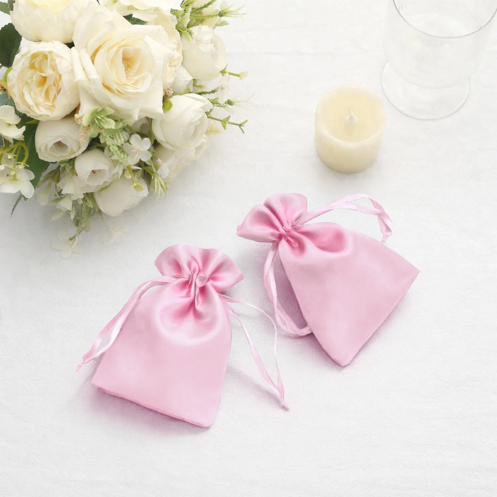 60 Pack Satin Drawstring Favor Gift Bags, Pink 3"x4" Jewelry & Candy Bags for Weddings & Parties - Image 7