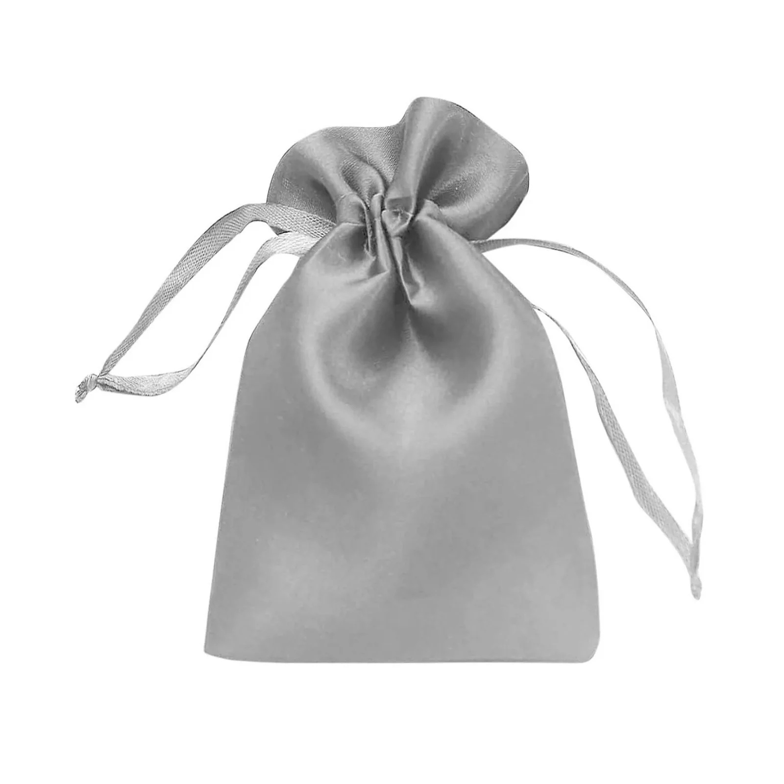 60 Pack Satin Drawstring Favor Bags, Silver 3"x4" Jewelry & Candy Gift Bags for Weddings & Parties - Image 2