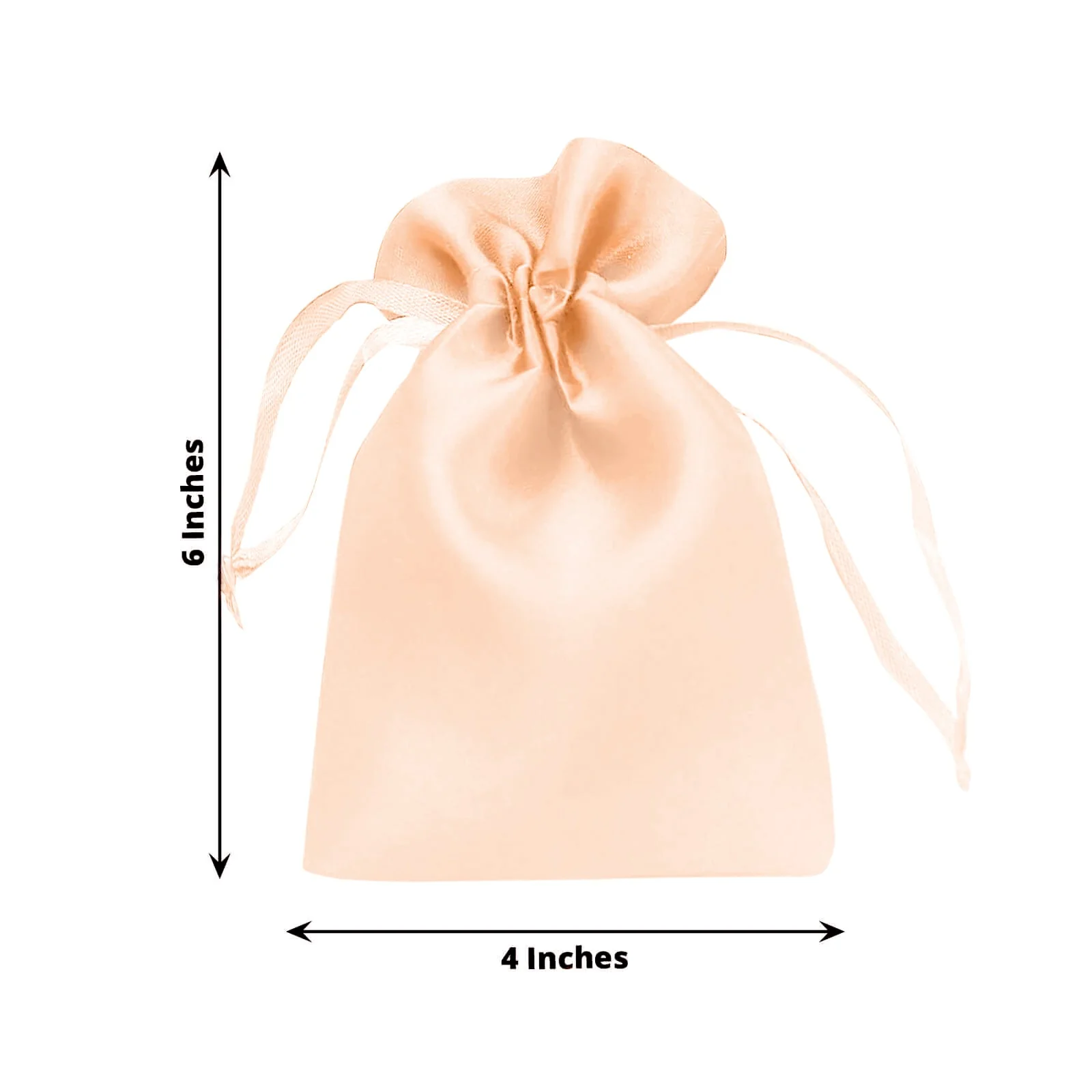 60 Pack 4"x6" Peach Satin Wedding Party Favor Bags, Drawstring Pouch Gift Bags - Image 3