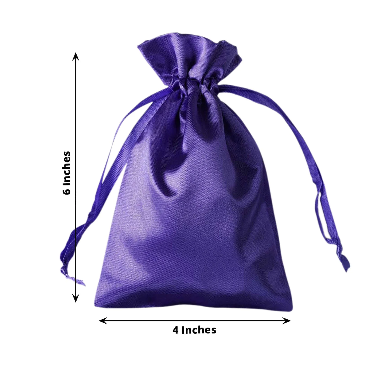 60 Pack 4"x6" Purple Satin Wedding Party Favor Bags, Drawstring Pouch Gift Bags - Image 3