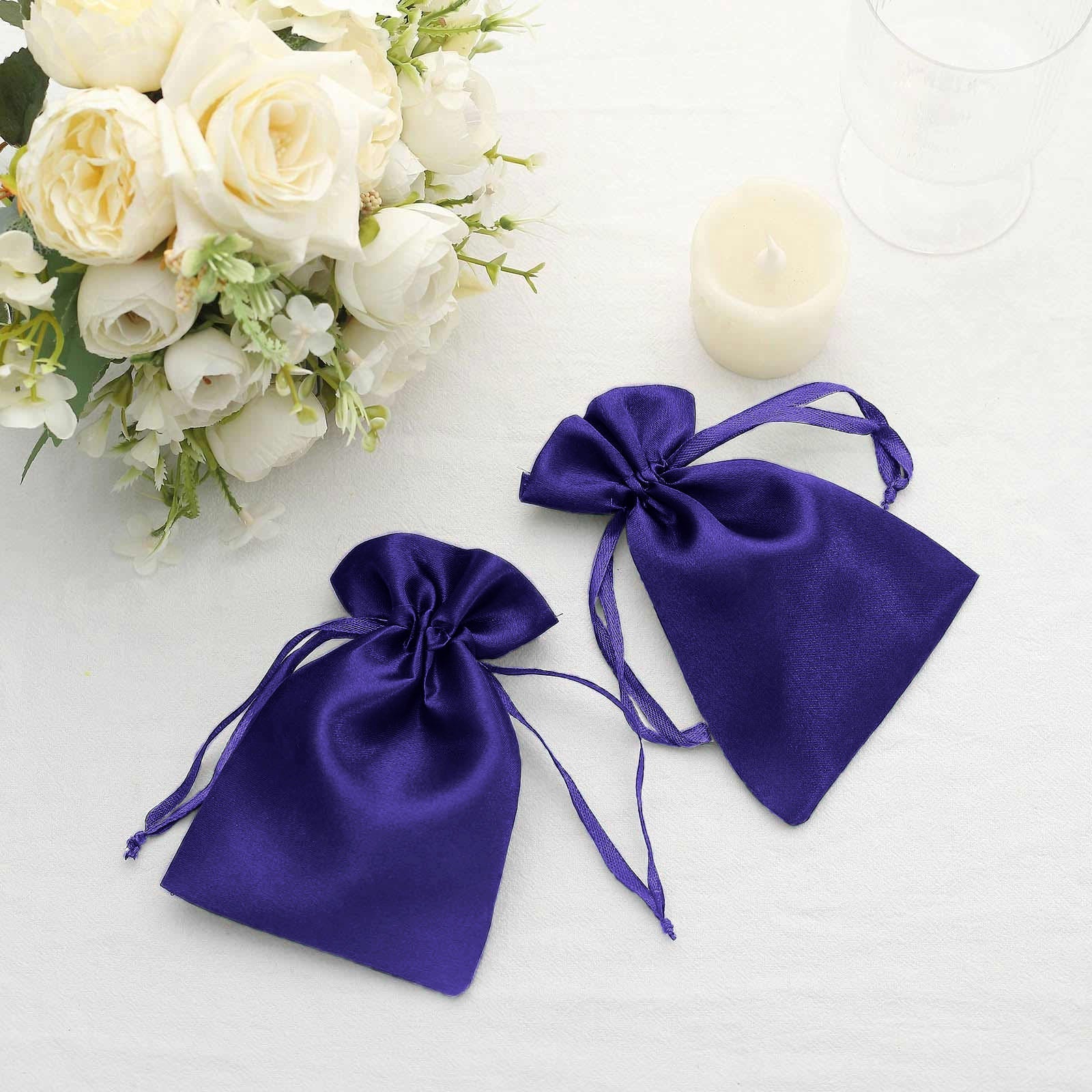 60 Pack 4"x6" Purple Satin Wedding Party Favor Bags, Drawstring Pouch Gift Bags - Image 7