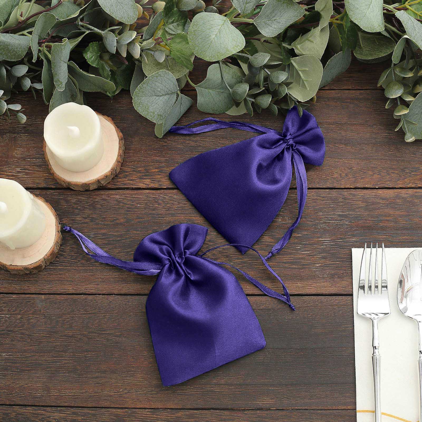 60 Pack 4"x6" Purple Satin Wedding Party Favor Bags, Drawstring Pouch Gift Bags - Image 8