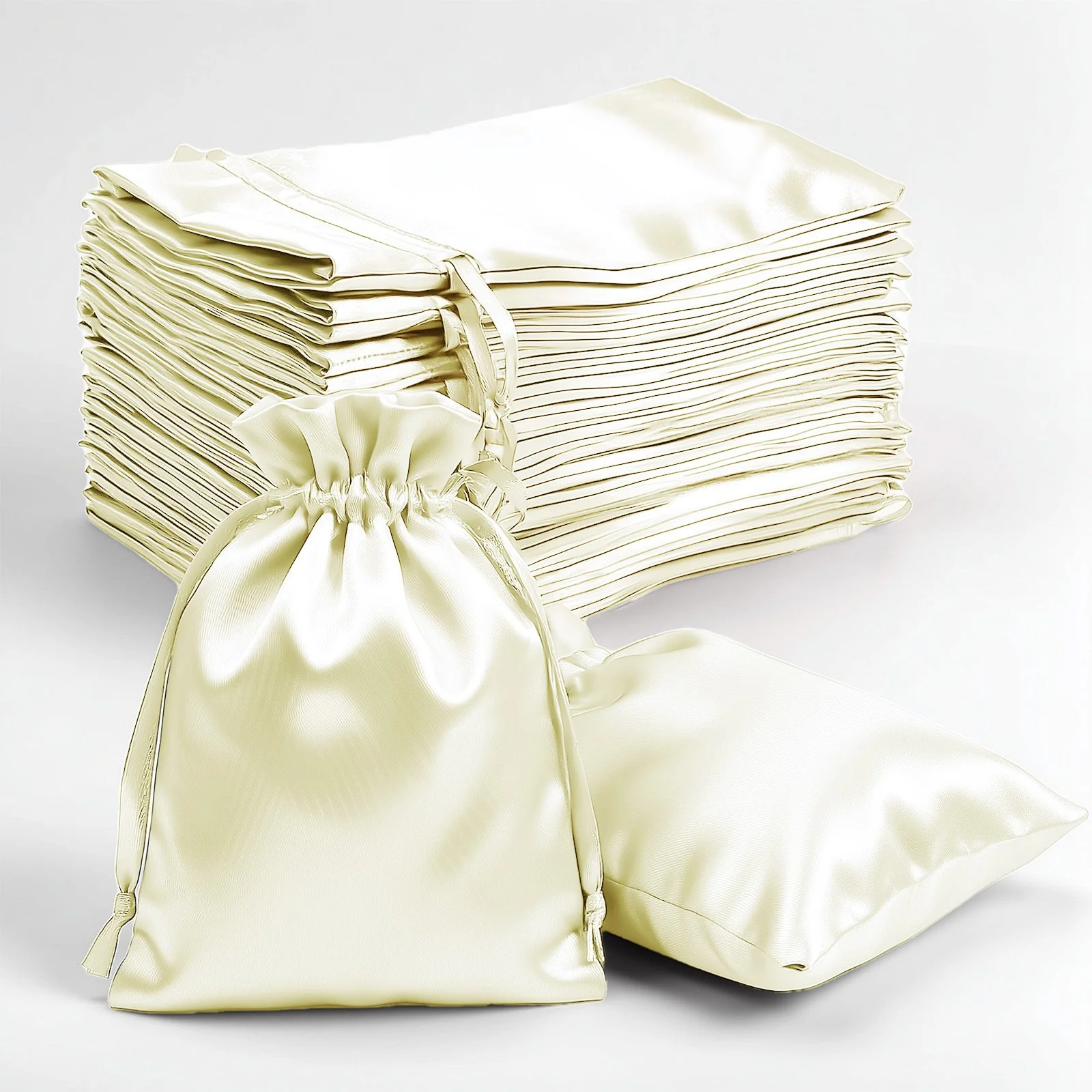 60 Pack 4"x6" Yellow Satin Wedding Party Favor Bags, Drawstring Pouch Gift Bags - Image 6