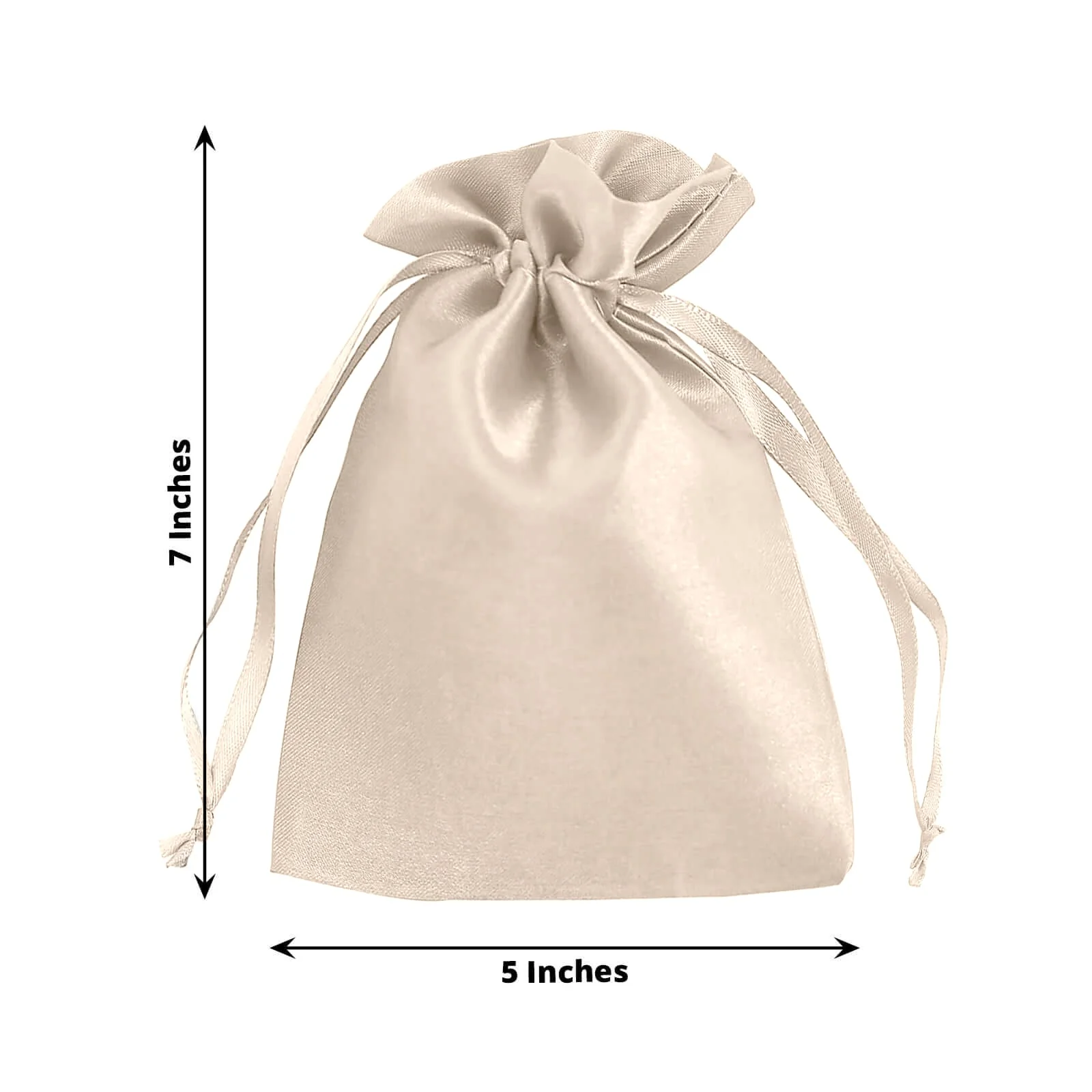 60 Pack 5"x7" Beige Satin Drawstring Wedding Party Favor Gift Bags - Image 3